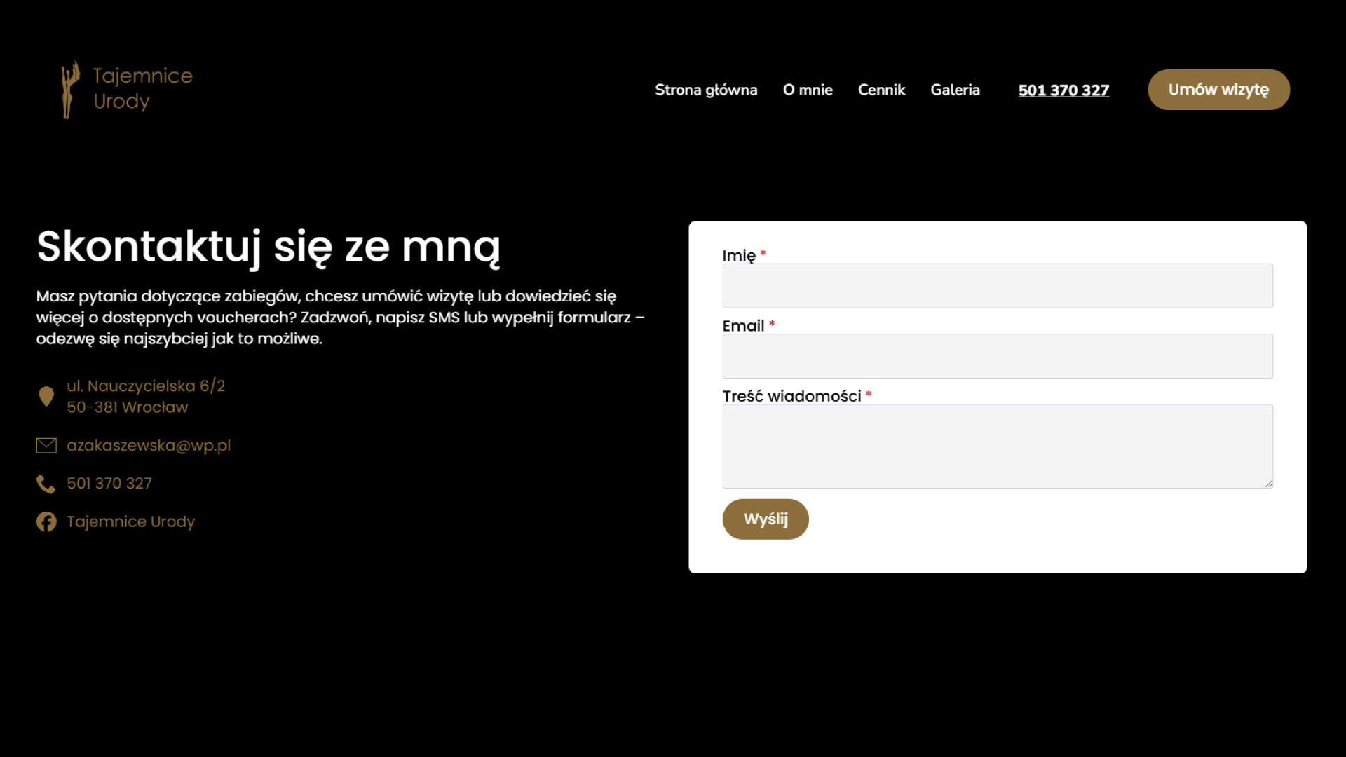 Nowoczesna strona dla salonu kosmetycznego