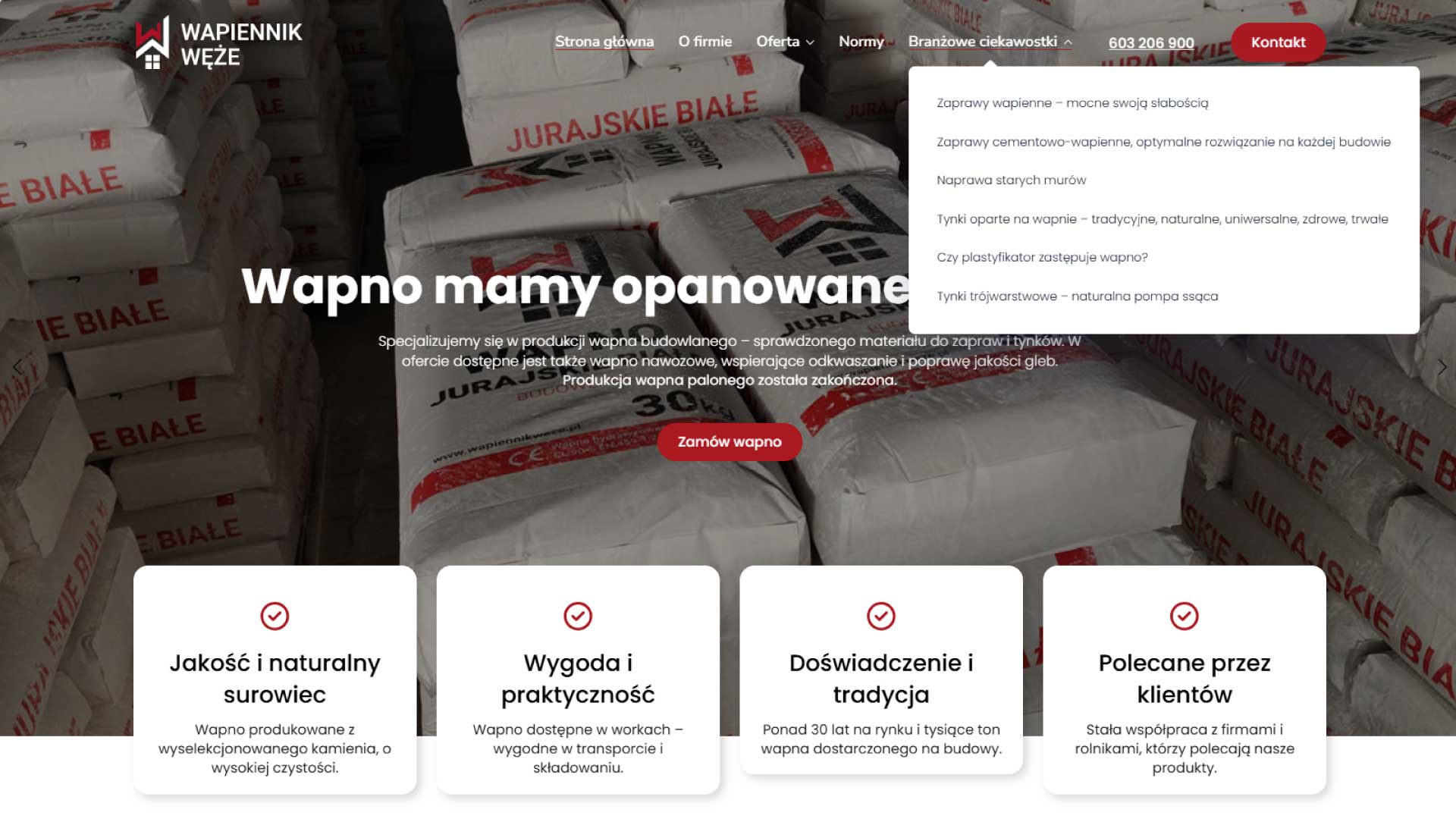 Nowoczesna strona dla producenta wapna