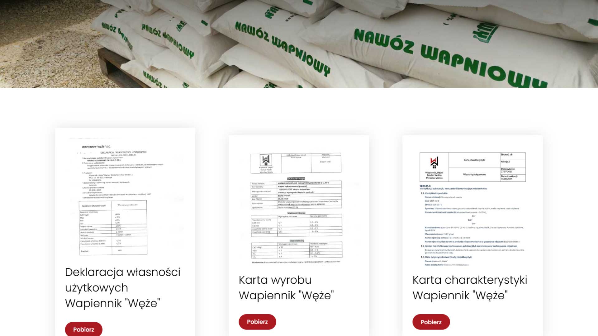 Skuteczna strona dla producenta wapna