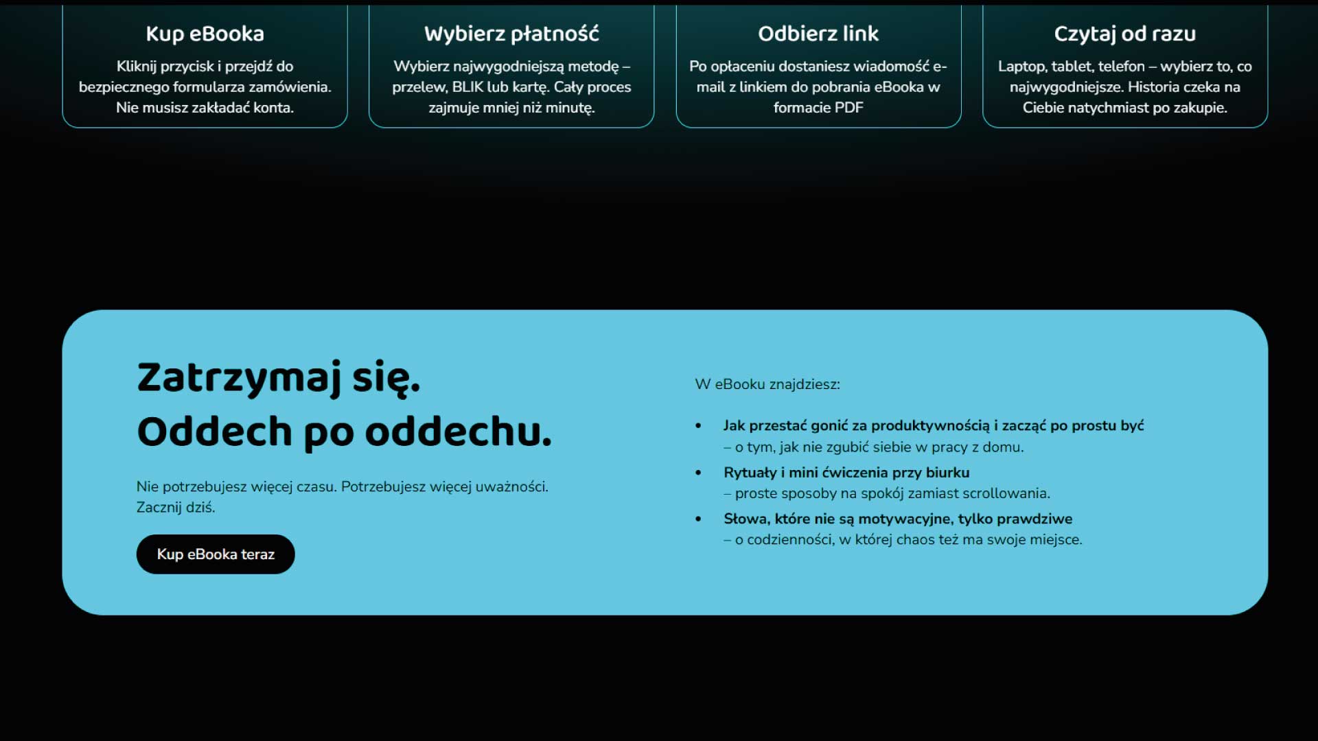 Sekcja „Zatrzymaj się. Oddech po oddechu.”