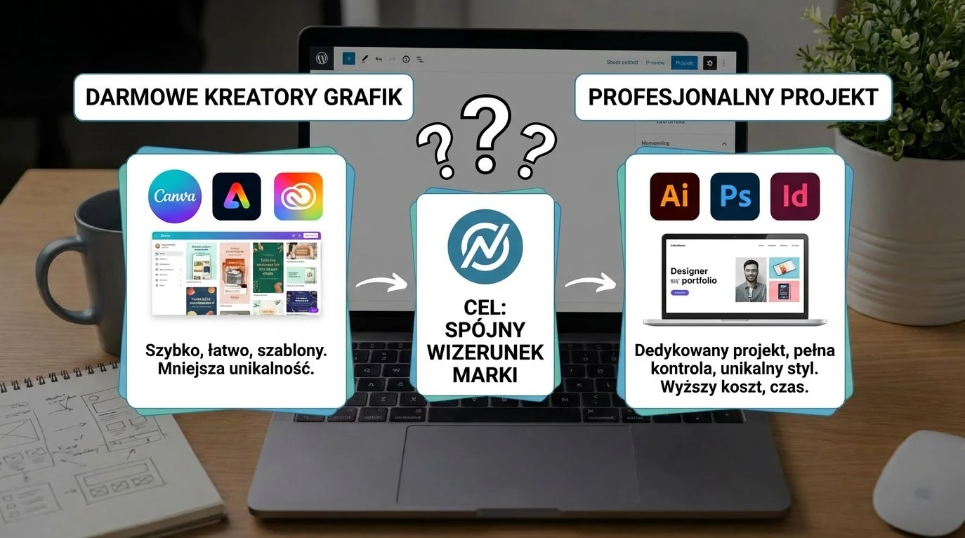 Darmowe kreatory grafik vs profesjonalny projekt: co wybrać, żeby marka wyglądała spójnie
